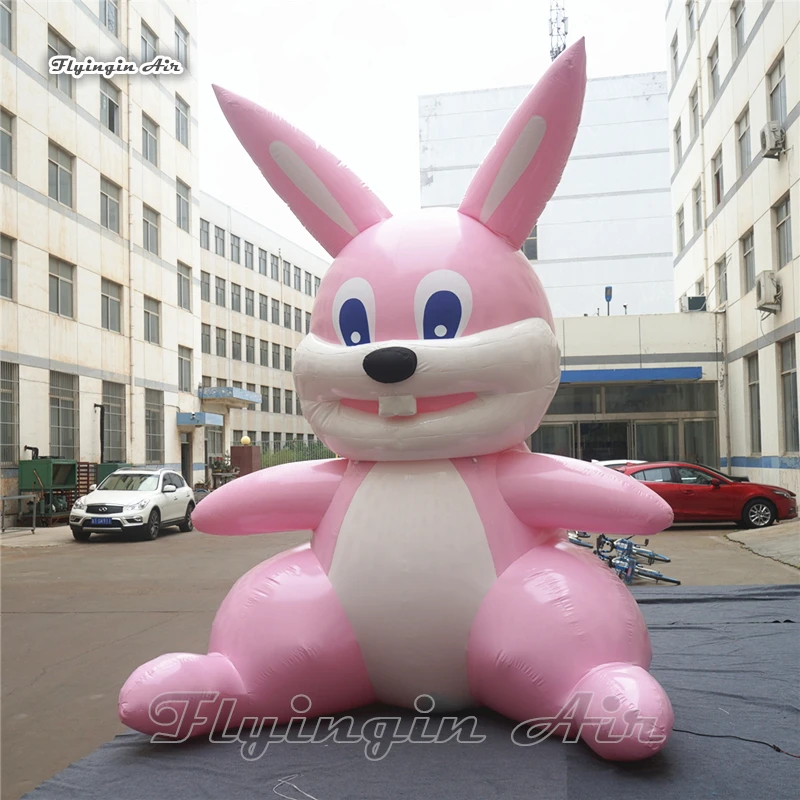 

Customized Inflatable Easter Bunny 4m Shiny Blow Up Animal Model Cute Pink Rabbit Balloon For Zoo And Parade Decoration