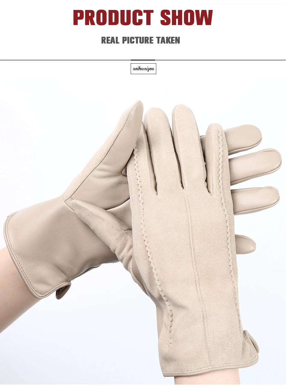 Good Quality Touch Gloves Color Winter Women's Leather Gloves Genuine Suede 50% Genuine Leather 50% Women's Gloves -2007