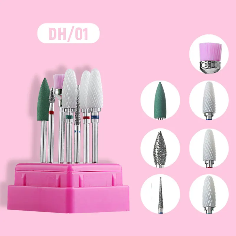 Combinato Nail Drill Bits Set Fresatura Cutter per Manicure Pedicure Nail Drill Macchina Accessori Unghie Artistiche Attrezzo Polacco Rimuovere