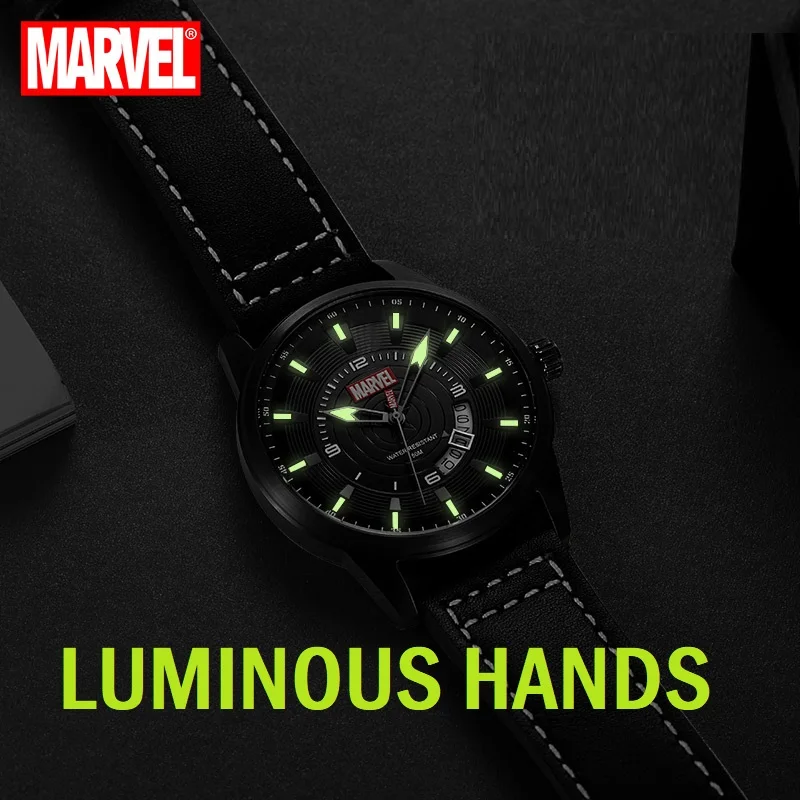 Disney Official Marvel Captain America Quartz Sport Wristwatches Crystal Glass Fashion Casual Male Clock DateRelogio Masculino