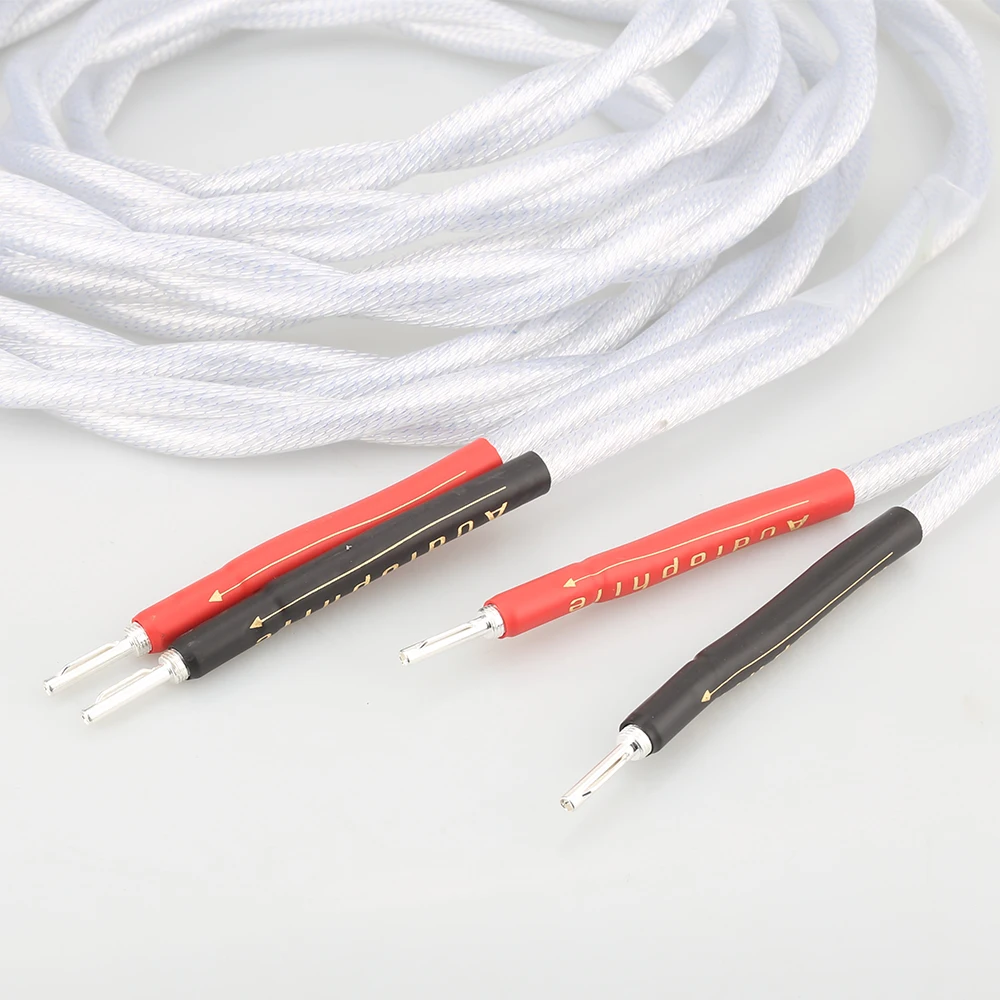 Audiocrast A58 S Ilver Mạ Dây Loa 5N Đơn Tinh Thể Hifi 4 Dây Cáp Loa Mạ Bạc Cáp Loa