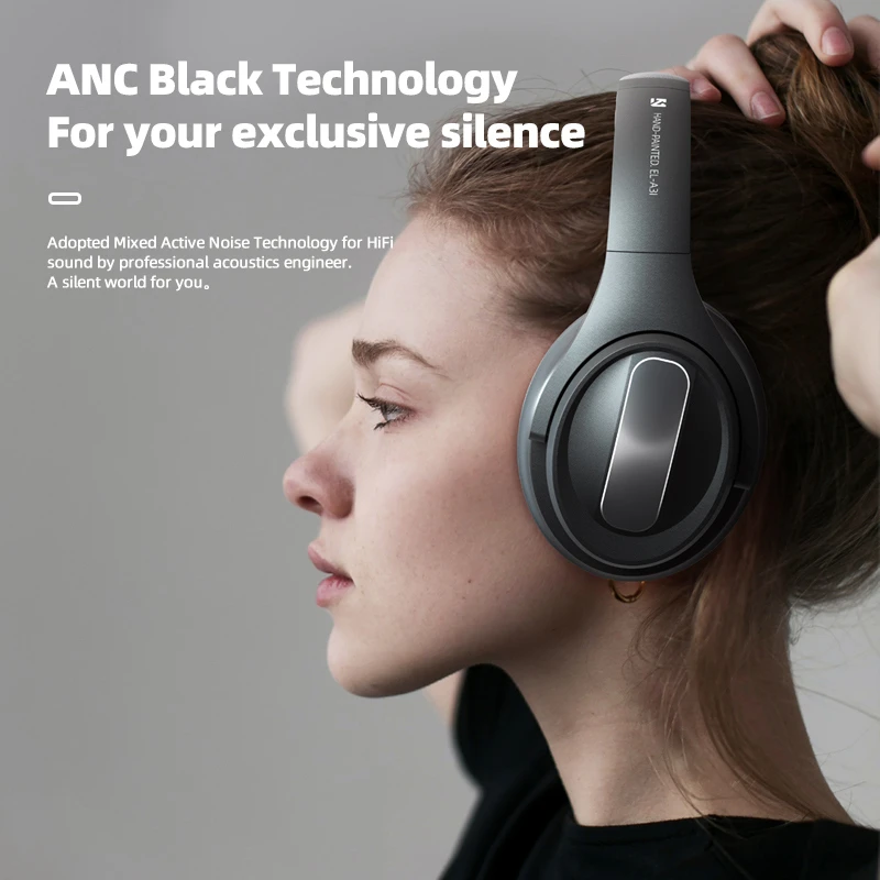 Brand ANC Bluetooth Headphones Wireless Earphones Active Noise Cancelling Over Ear Headset with Microphone for Cell Phones