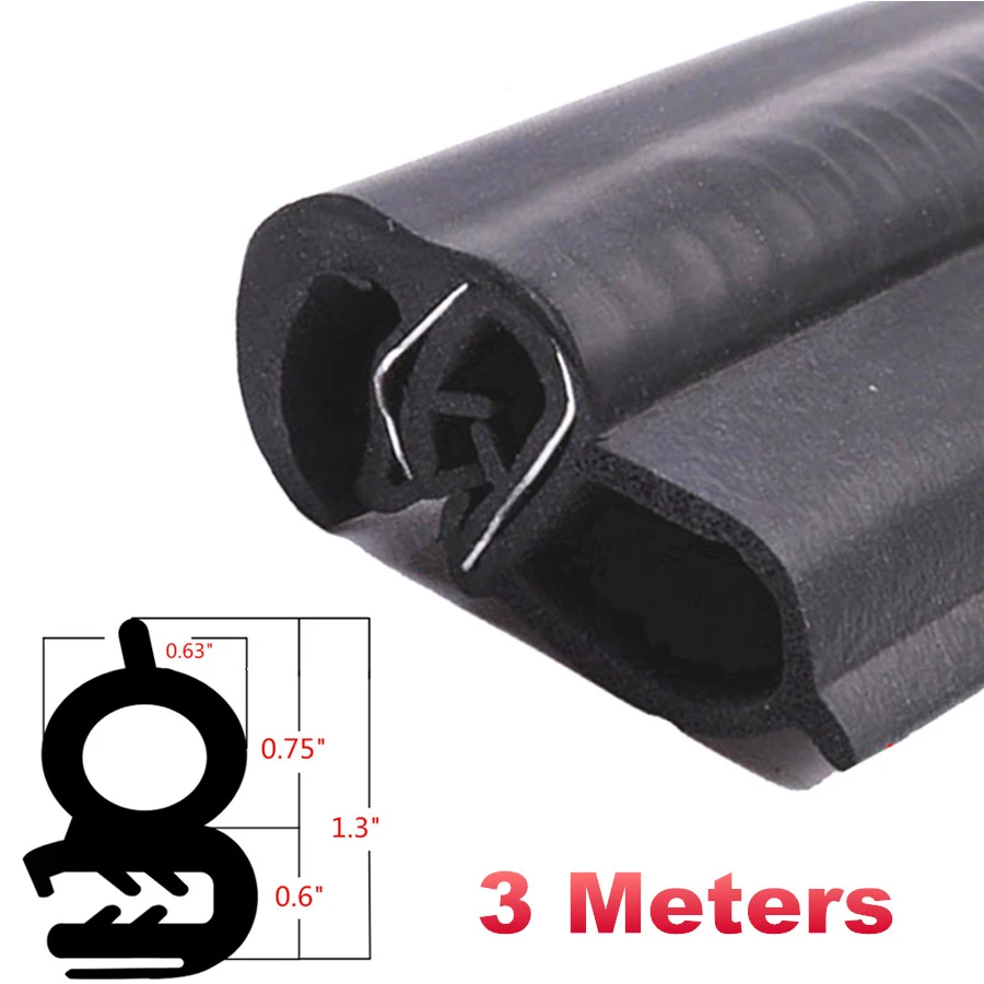 3m Rubber Car Door Seal Weatherstrip With EPDM steel belt Body Mounted Front Left or Right