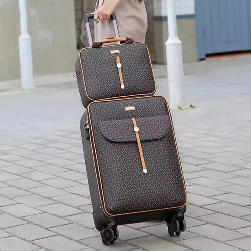 Internationale Mode Luxe 16/20/24 Inch Handtas + Rolling Bagage Spinner Merk Vrouw Reizen Koffer