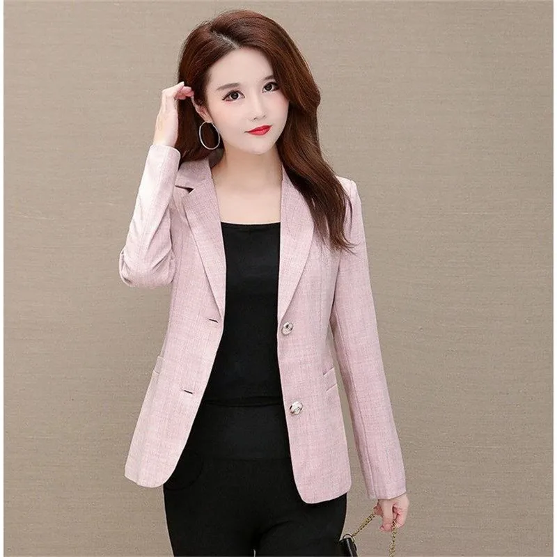 

Autumn Women's Blazer Jacket 2025 New Solid Single breasted Long Sleeve Suit Women's Blazer Coat Female Outerwear Tops XL-5XL