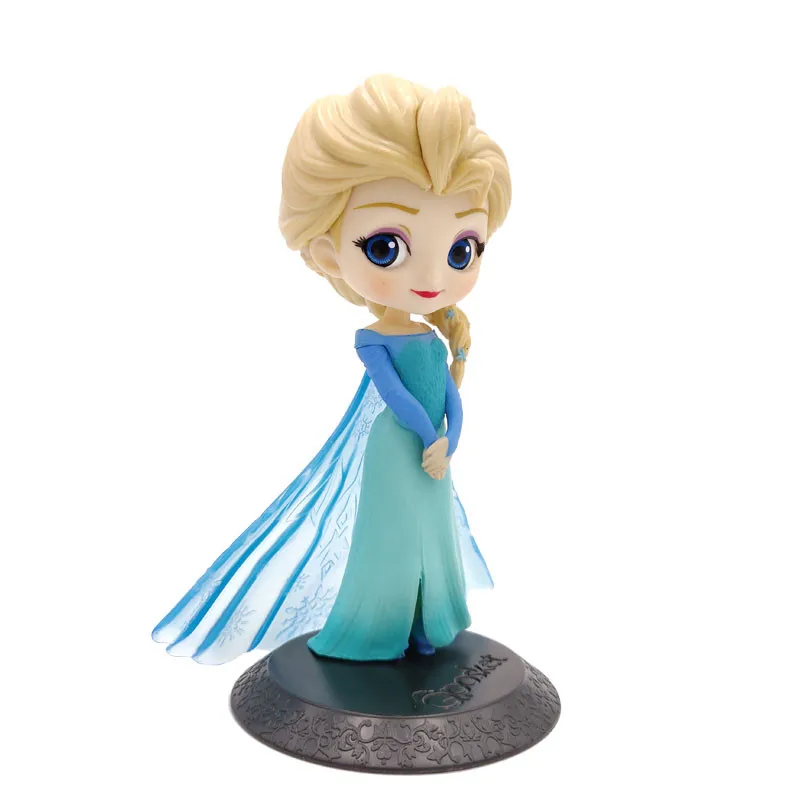 Disney Q Posket Figurine Princesse Tangle Rapunzel Ariel Elsa Mermaid Bella Figure Toys Cake Car Decoration Birthday Gift