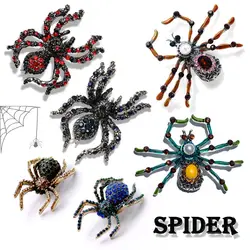 Morkopela Spider Enamel Brooch Insect Rhinestone Pin Women Men Brooches Simulated Spiders Scarf Clip Clothes Pins Jewelry