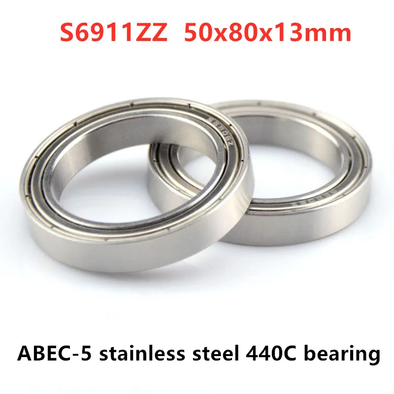 

10pcs ABEC-5 S6911ZZ S6911-2Z 50*80*13mm stainless steel 440C deep groove ball bearing 6911 6911Z 50x80x13 mm