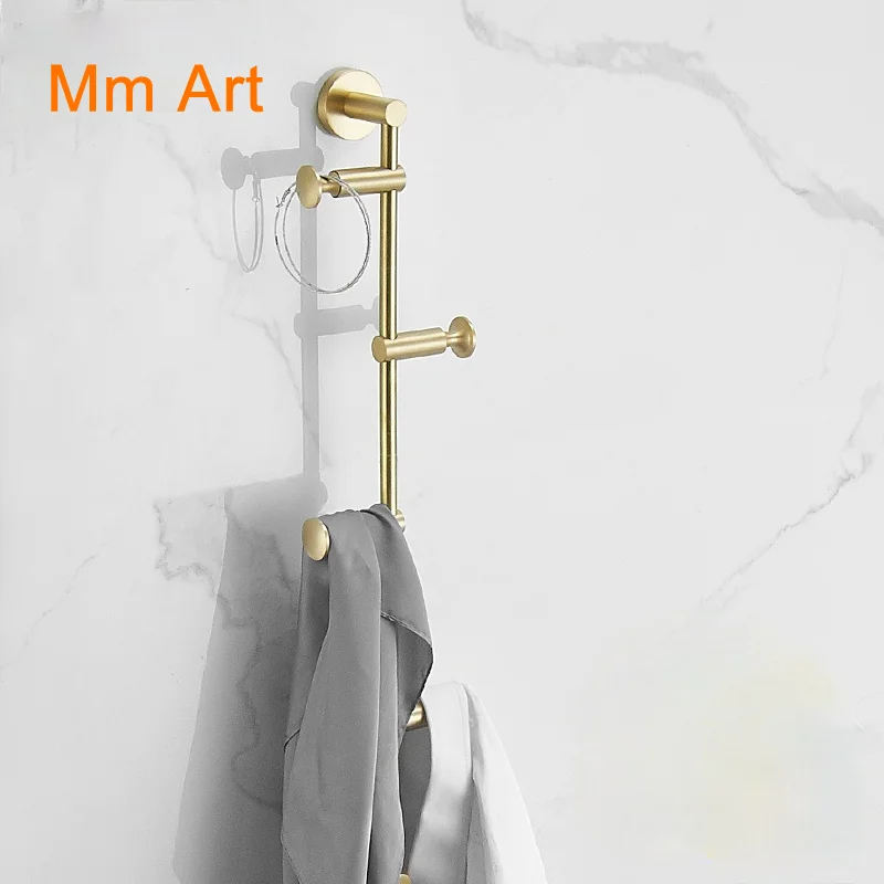 

Copper Bathroom Towels Hook Wall Hanging Creative Hallway Integrated Clothes Hook Light Luxury Wardrobe Coat Rack