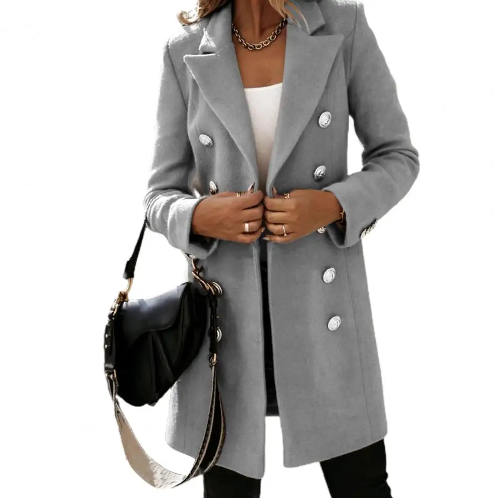 Fasion Winter Women Lapel Trench Coat Long Sleeve Button Slim Mid-length Jacket Outerwear casacos de inverno feminino jaqueta