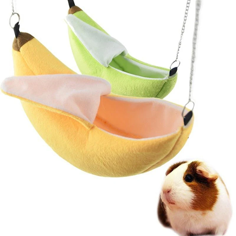 Cute Banana Shape Rat Mouse Living Nest House Plush Cotton Hamster Warm House Hammock Hanging Tree Beds Hamster Accessories