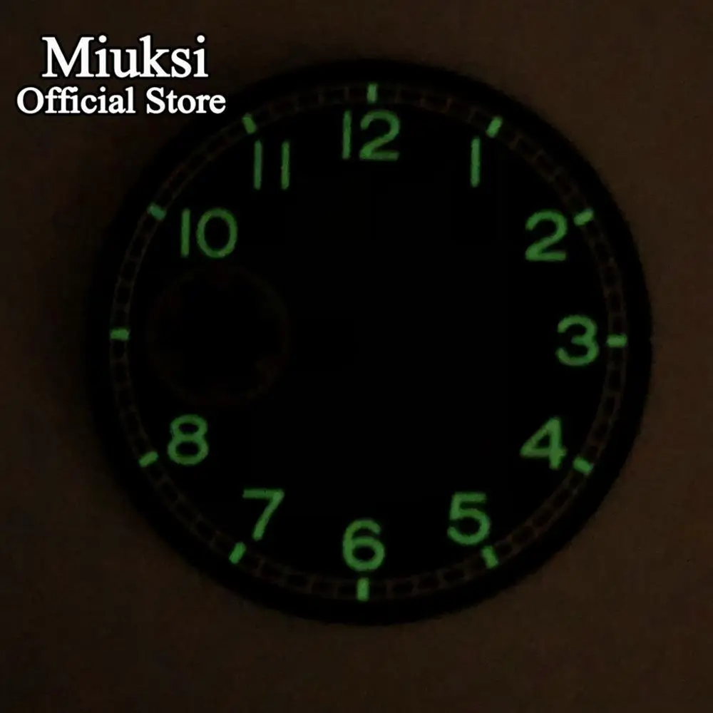 Miuksi 38.8mm black watch dial luminous dial fit ETA 6497 3600 series movement