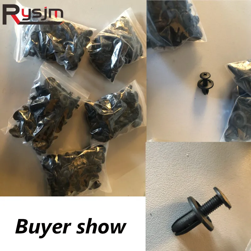50PCS 6mm Universal Plastic Car Fastener Clip Auto Bumper Fender Push type fixing Clips Door Panel Fender Liner Rivet Black