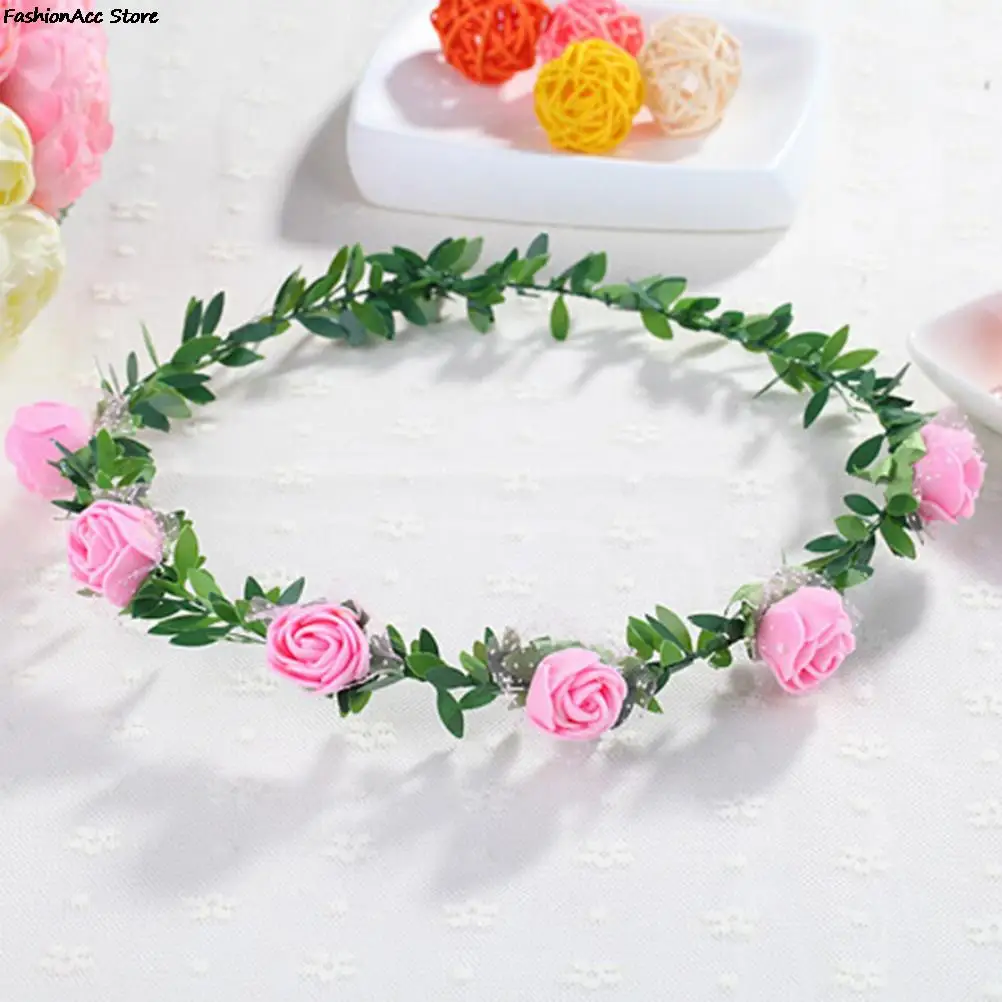 Rose Carnations Peony Flower Halo Bridal Floral Crown Hair Band Wreath Mint Head Wreath Party Wedding Headpiece Bridesmaid