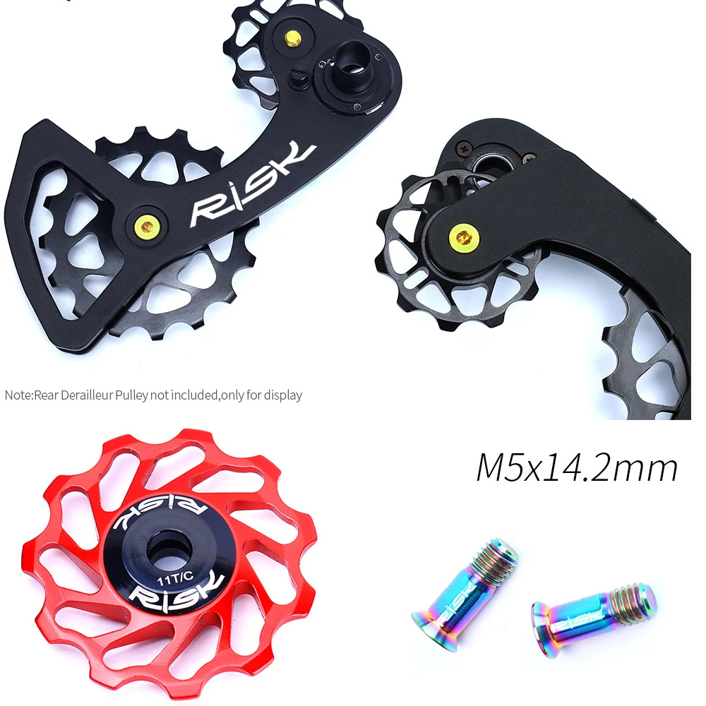 RISK 2pcs/bag Road Mountain Bike Bicycle M5*14.2mm Shift Rear Derailleur Pulley Jockey Wheel Fixing Bolts Screws Titanium Alloy