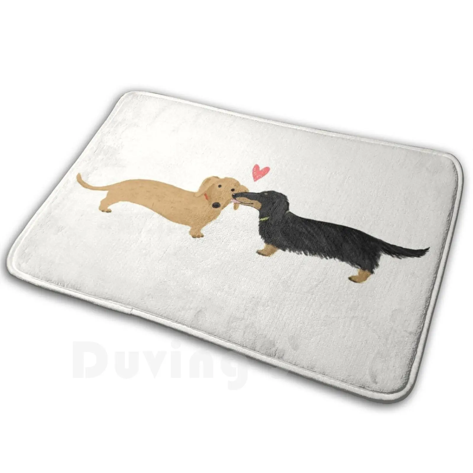 Dachshunds Love Mat Rug Carpet Anti-Slip Floor Mats Bedroom Dachshund Dog Pets Animals Kiss Valentine Love I Love You Cute Doxie