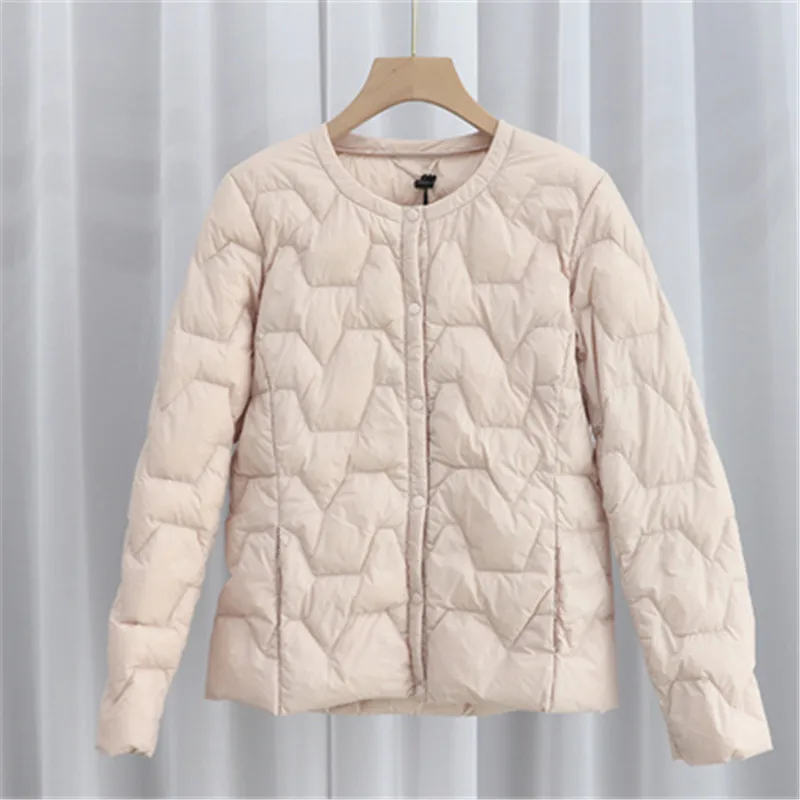 Women Ultra Light White Duck Down Jacket 2021 Autumn Winter Warm Loose O Neck Down Coat Female Lingge Big Size Outwear Parkas