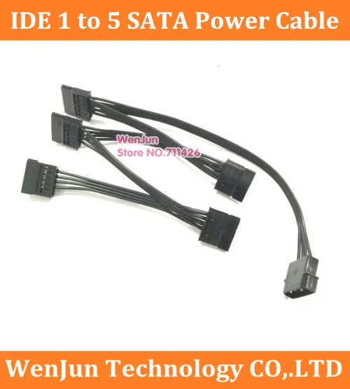 

4pin IDE Molex 1 to 5 SATA 15pin Adapter PCI-E Express Riser Card Splitter Power Cable Cord 18AWG for PC ServerHDD SSD