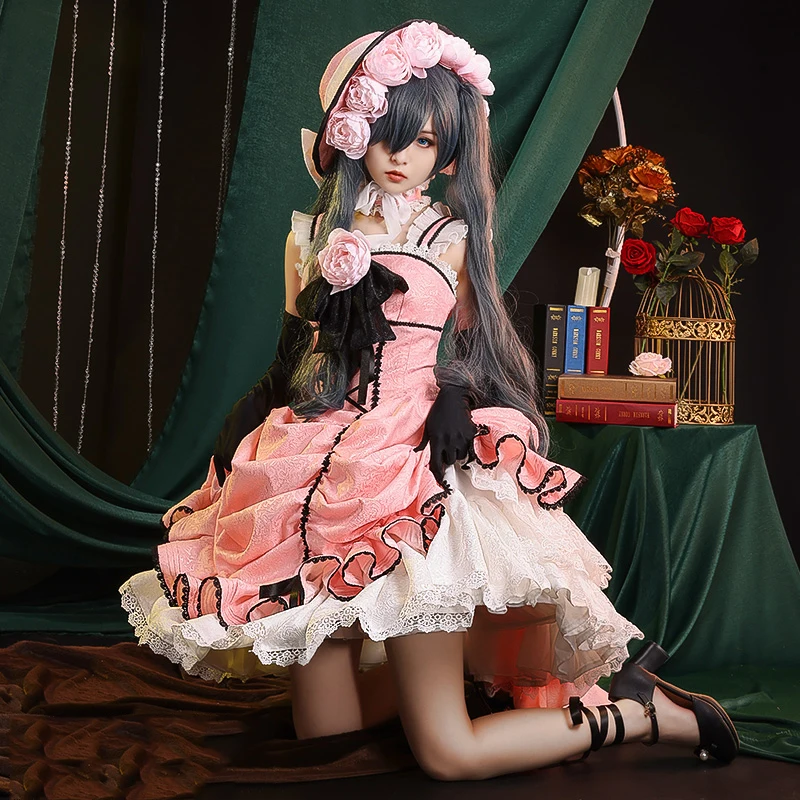 Anime Black Butler Ciel Mockingbird Gorgeous Pink Lolita Dress Uniform Cosplay Costume Halloween Suit For Women 2021 New