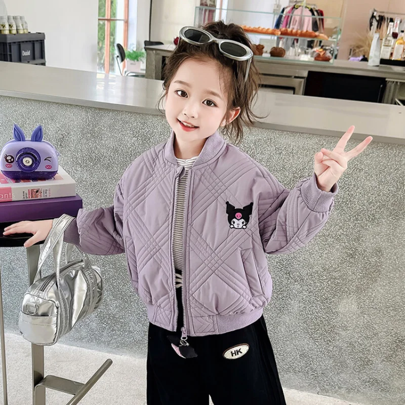 Nuovo Sanrio Ragazze Ragazzi Cartoon Kuromi Giacca Bambini Adolescenti Cappotti di cotone Autunno Inverno Bambini Giacche con cerniera Capispalla sportiva casual