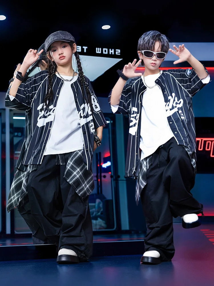 Kids Hip Hop Outfit Unisex Baseball Shirt Broek Set Kinder Street Dance Kleding Prestaties Kostuum Trendy Show Wear Cool