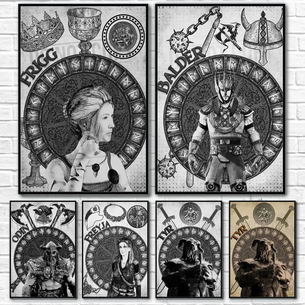 

V-Viking Vegvisirs Retro God Poster Home Living Bed Room Bar Hallway Sticky Wall Art Printing Waterproof Aesthetic Decor