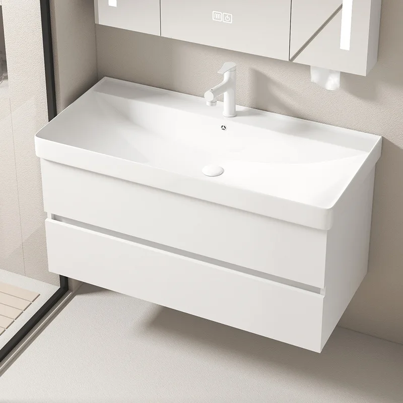 다층 단단한 나무 깊은 세라믹 통합 세면대 욕실 캐비닛 화장실 세면대 확장 세면대 욕실 캐비닛 co