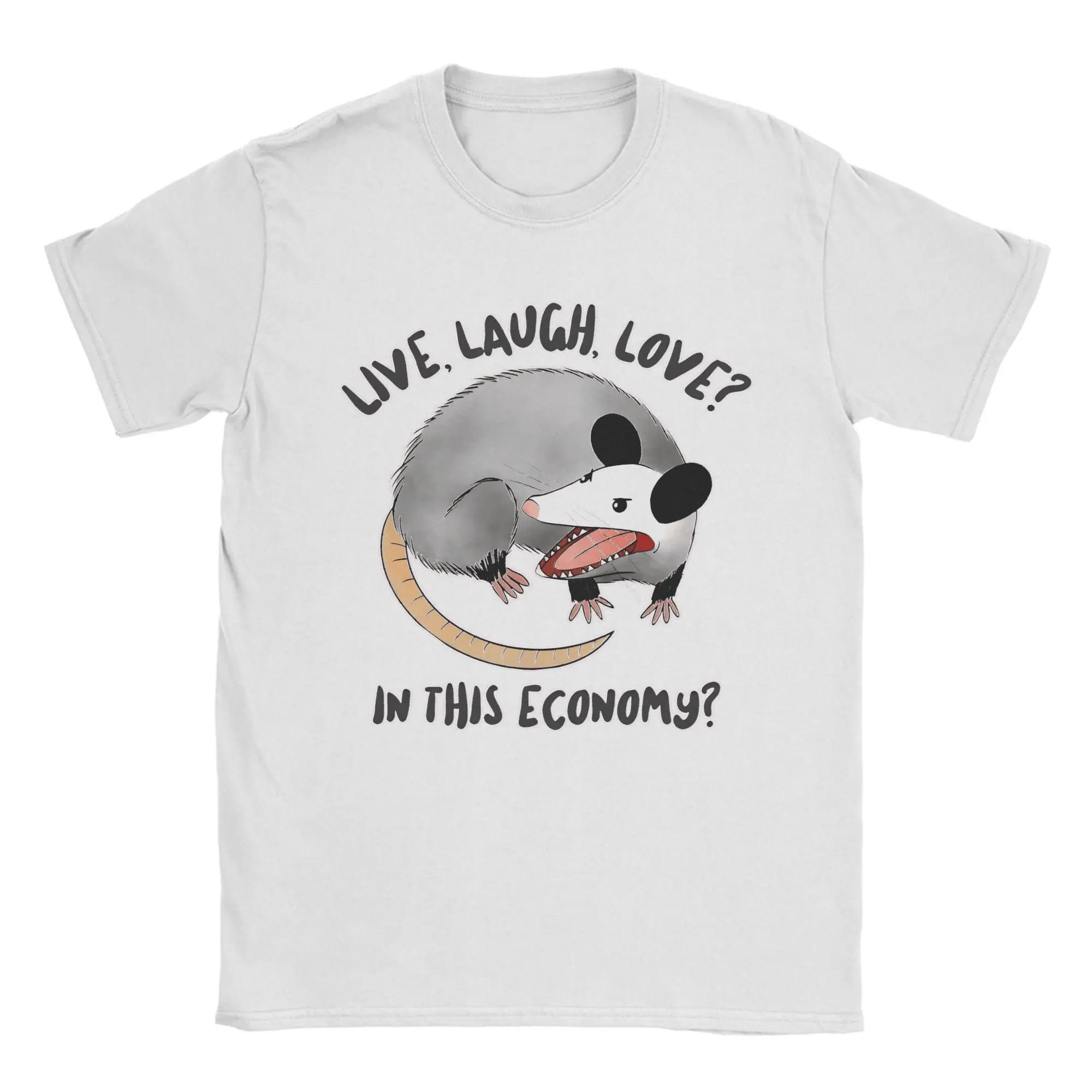 

live laugh love in this economy Cotton T-Shirt For Men's Summer Funny T-Shirts Crew Neck Trending Tees Oversize Wholesale Tops