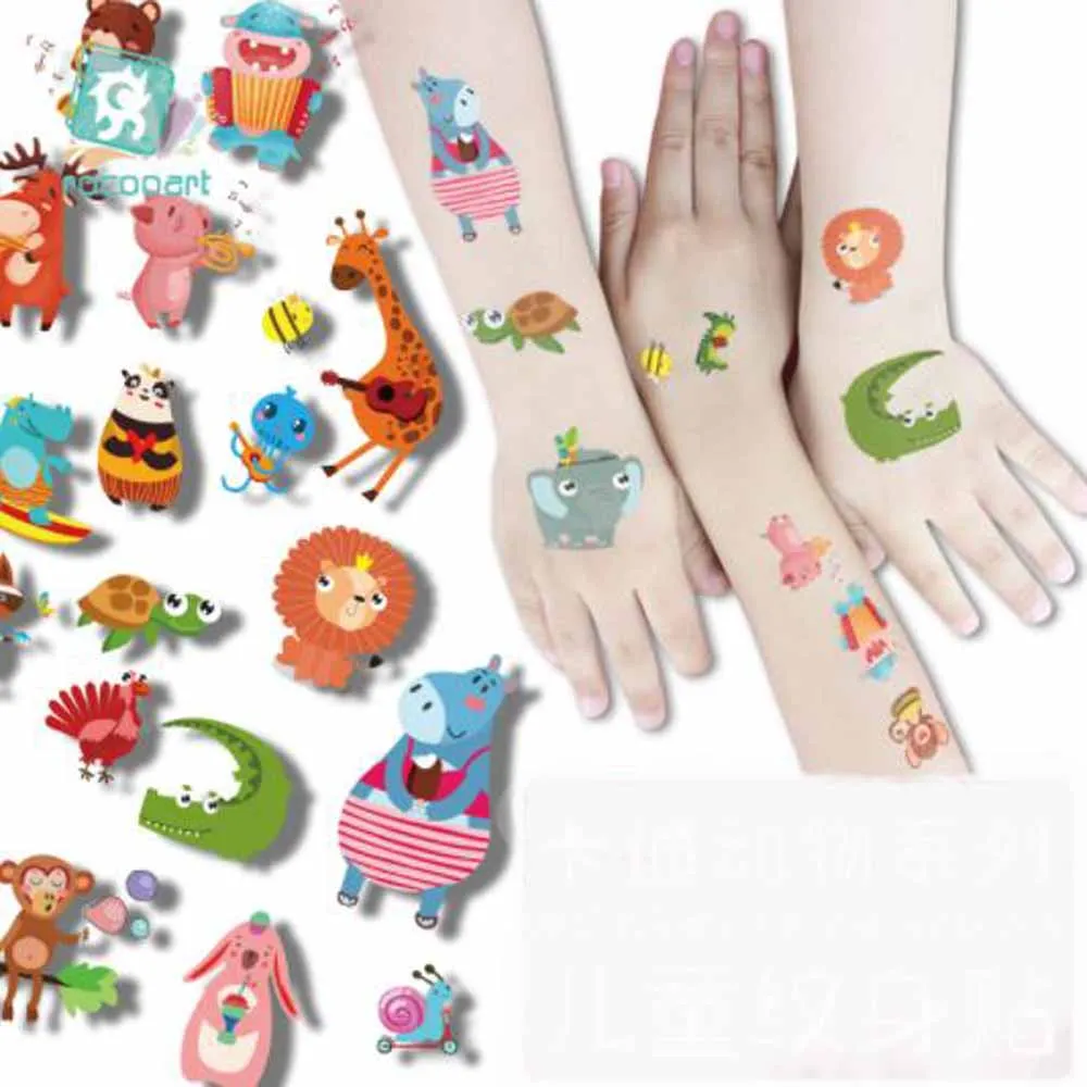 

Temporary Waterproof Children Cartoon Animal Tattoo Stickers Giraffe Elephant Alpaca Cute Face Stickers Kids Party Decoration