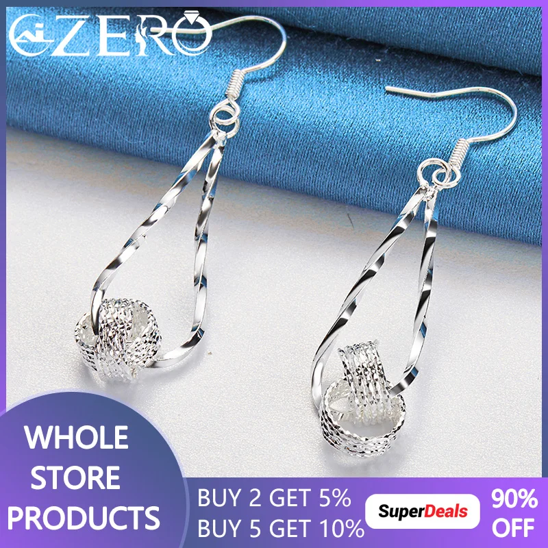 

ALIZERO 925 Sterling Silver Double Circle Drop Earrings For Women Fashion Wedding Engagement Party Jewelry Gifts