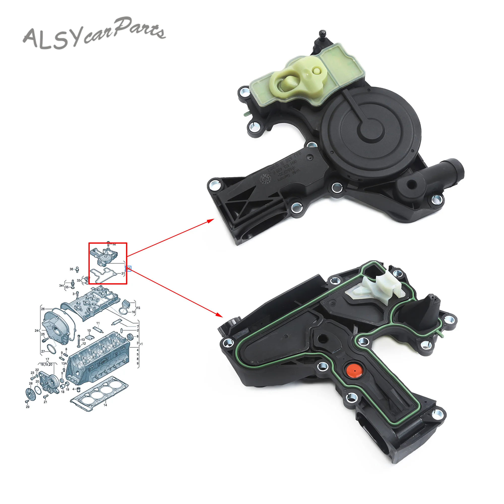 

06H103495AD, 2.0T Car Engine Upgrade Oil Water Separator for GOLF JETTA PASSAT TOUGAN A4 Q3 Q5 TT SEAT EXEO LEON SKODA .