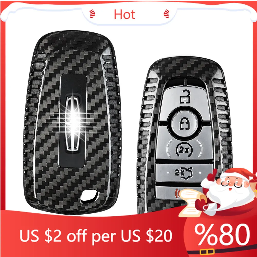

Hot Carbon Fiber Key Fob Cover For Lincoln Navigator Aviator Corsair Nautilus Key Shell Case Protector for For Interior Stickers