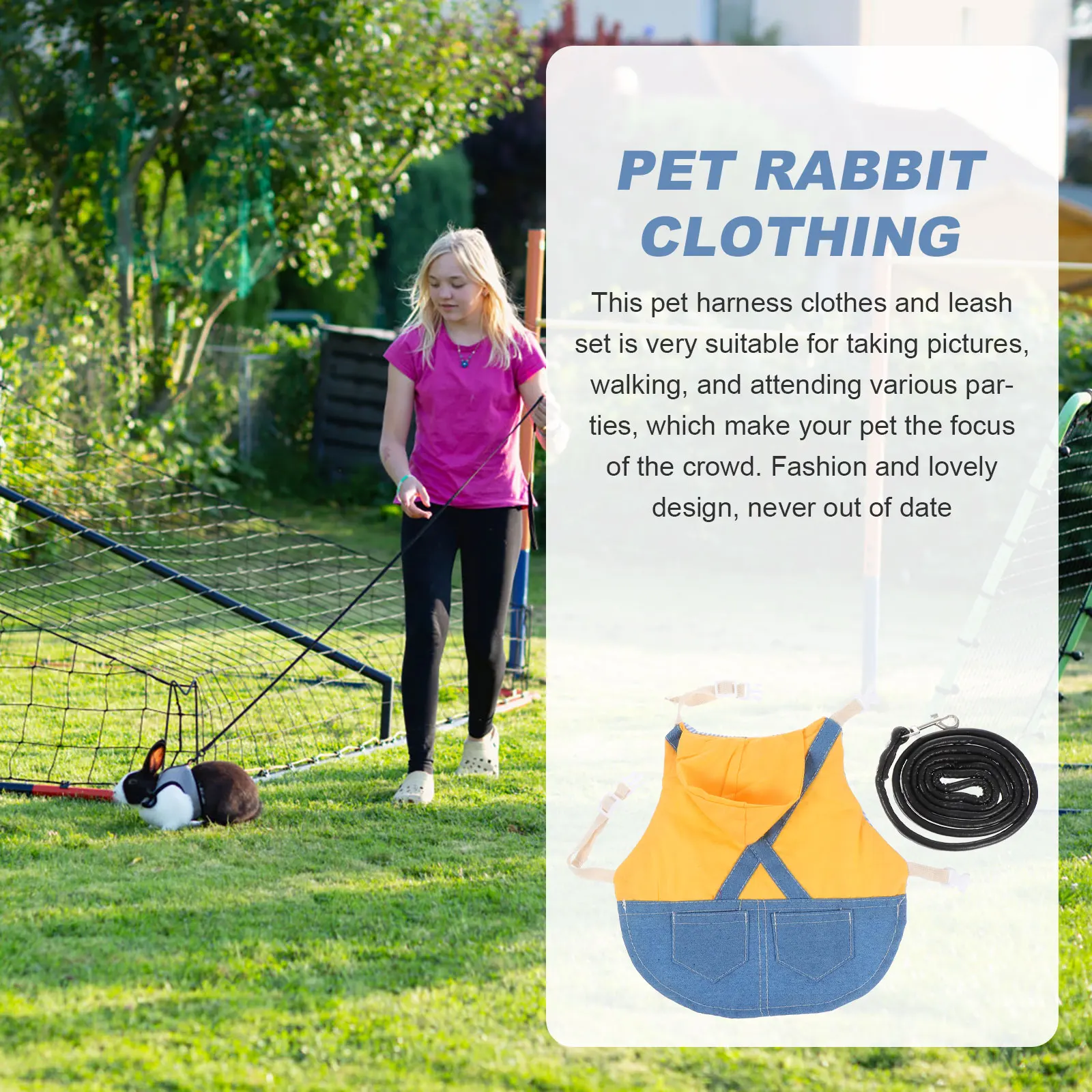 

Rabbit Clothing and Accessories Walking Leash Portable Adorable Costume Bunny Suit Pet Harness Travel