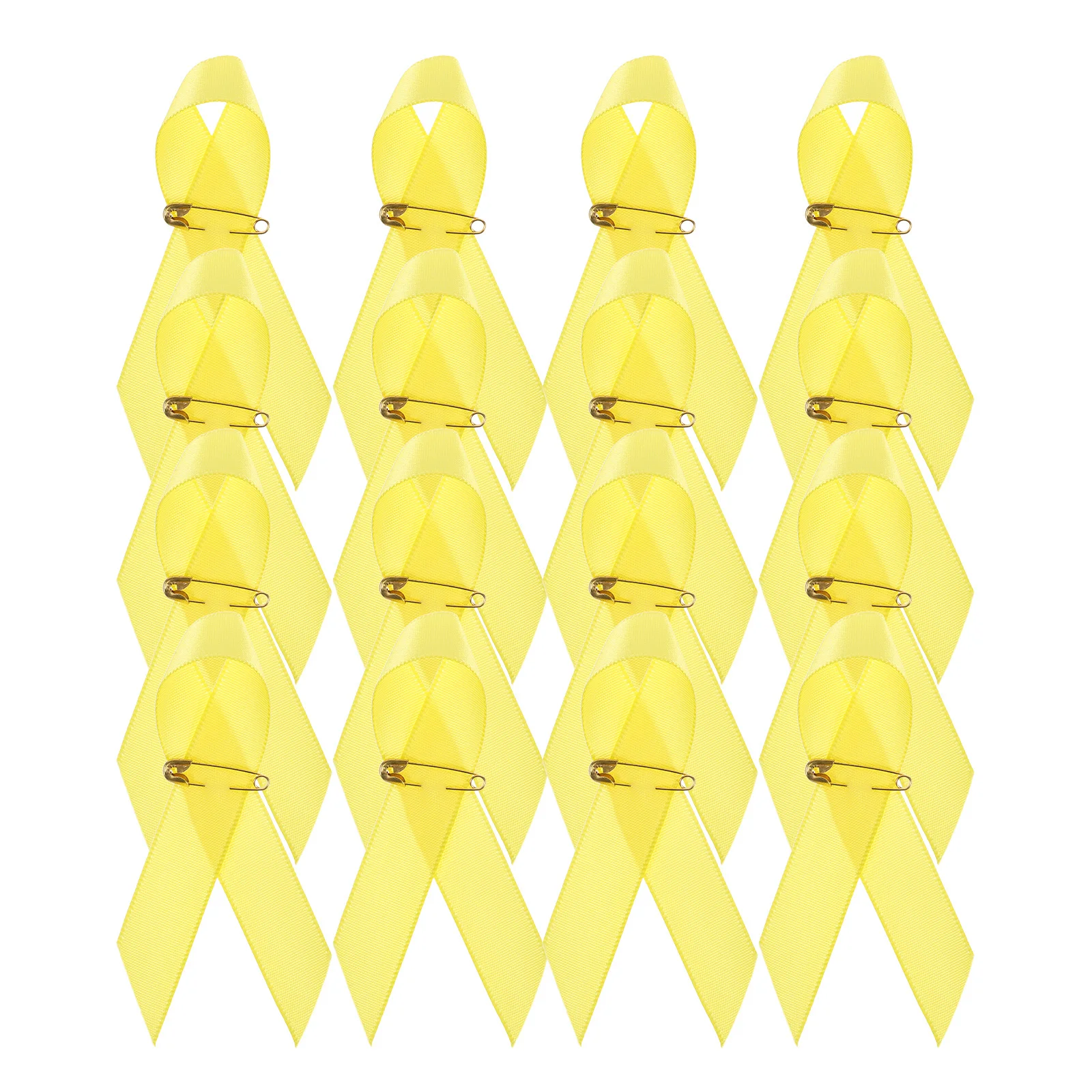 

100pcs Ribbon Lapel Yellow Polyester Satin Childhood Awareness Support Charity Event Party Favors Women Brooch Pins Bulk
