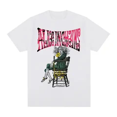 Vintage Alice In Chains Grafik Tişört Grunge Heavy Metal Band Baskılı Unisex Y2K Sokak Giyimi Pamuklu Kısa Kollu Üstler Erkek Kadın