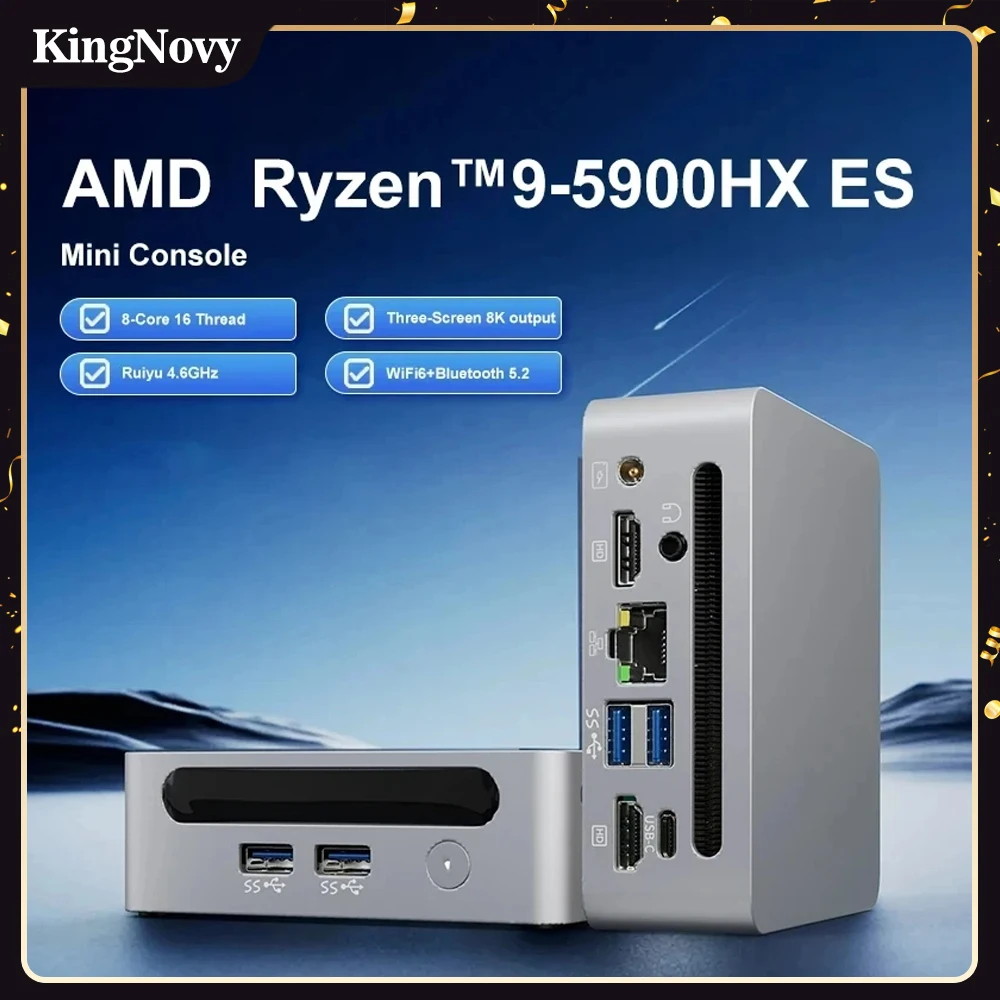 Mini PC AMD Ryzen 9 5900HX R7 5800H ES Windows 11 Pro DDR4 3200MHz NVMe SSD Mini PC Gamer Office Computer 3x4K HTPC WiFi6