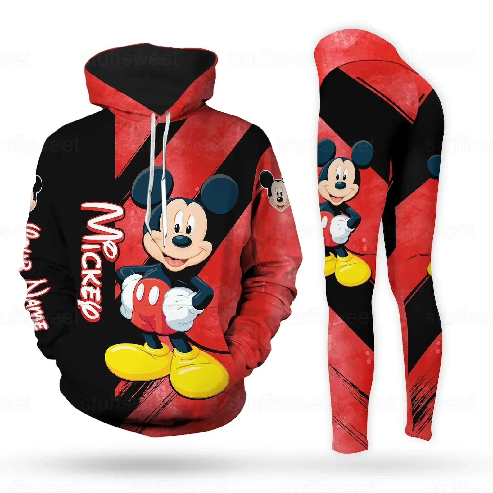 Mickey Mouse 3D Hoodie Women\'s Hoodie Set Mickey Yoga Pants Sweatpants Disney Yoga Hoodie Leggings Fashion Tracksuit