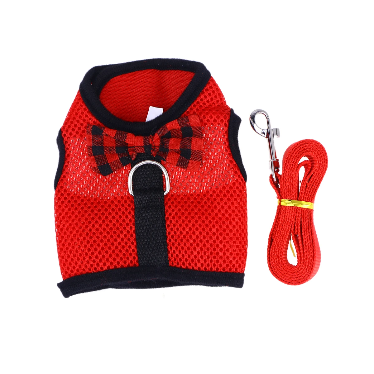 

New Lovely Pet Breathable Mesh Fabric With Leash Small Animal Vest Lead For Hamster Rabbit Bow Strap - Size (Red)