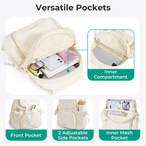 Imagen 2 del producto Mochila bonita BAGSMART, MINI mochila para mujer, mochila escolar informal de Color sólido para chicas adolescentes, bolso informal portátil ligero