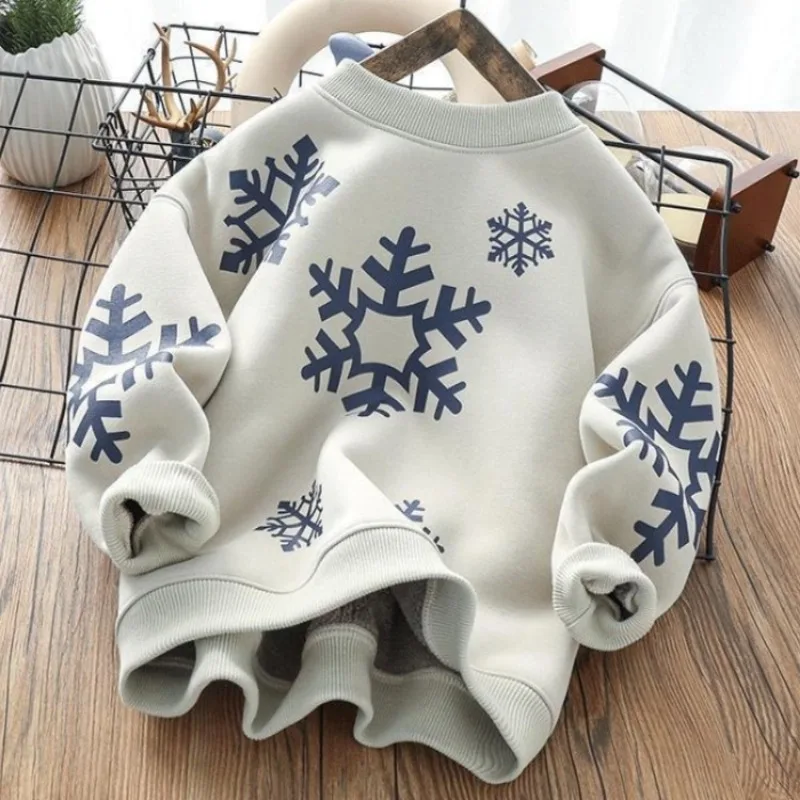 

Утолщенный свитшот на флисовой подкладке для мальчиков, осень/зима 2022, Новое поступление, стильный теплый базовый слой, модный топ для детей