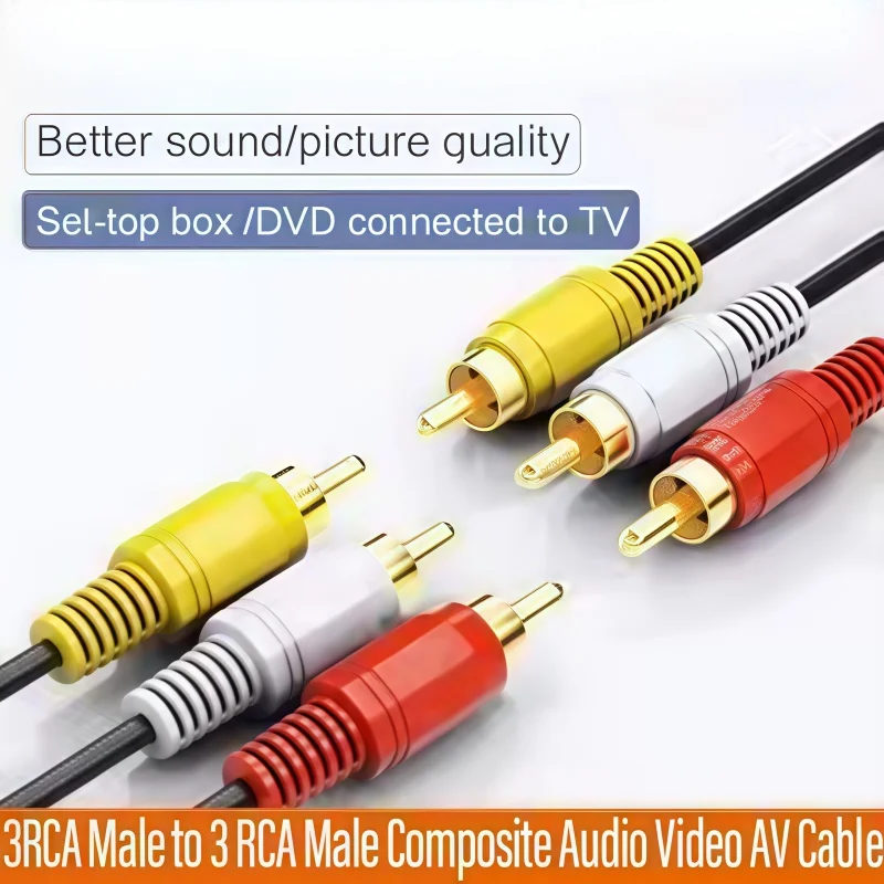 1.5m 3m 3 RCA to 3 RCA Composite AV Cable Male to Male Audio Video Cable for TV/DVD/Home Theater (Wholesale Available)