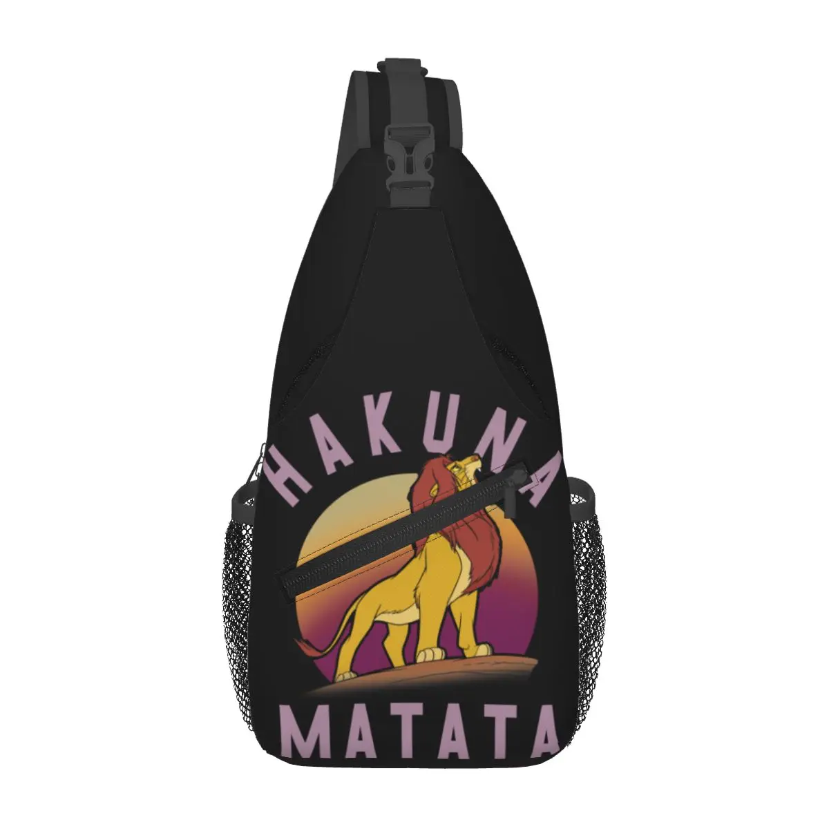 Custom Hakuna Matata Simba Roar Shoulder Backpack Women Men Casual Shoulder Chest Bags for For Traveling The Lion King Sling Bag