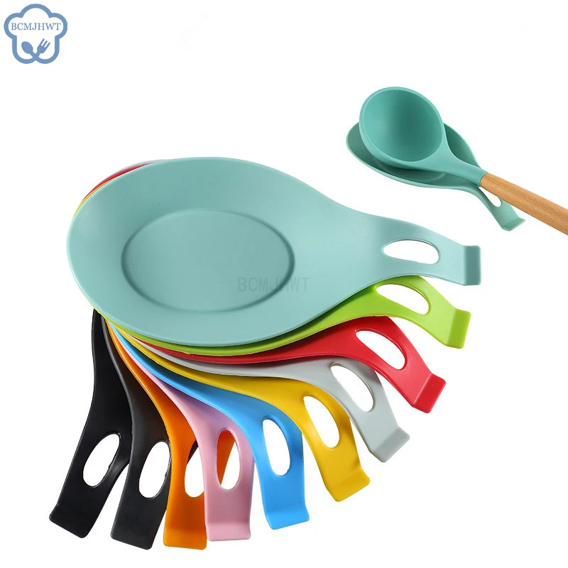 1PCS Spoon Holder Silicone Heat Resistant Spoon Rest Utensil Spatula Holder Gadget Kitchen Storage Home Kitchen Tool Garden