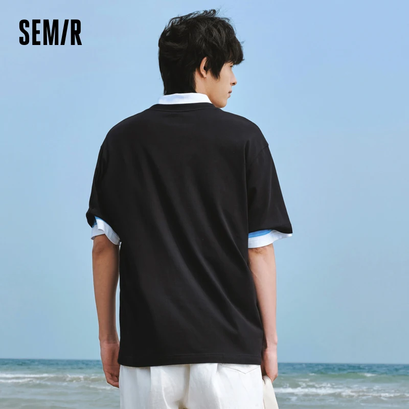 Semir-Camiseta de manga corta para hombre, Top holgado de algodón, estilo Campus, informal, cuello redondo, novedad de verano, 2023