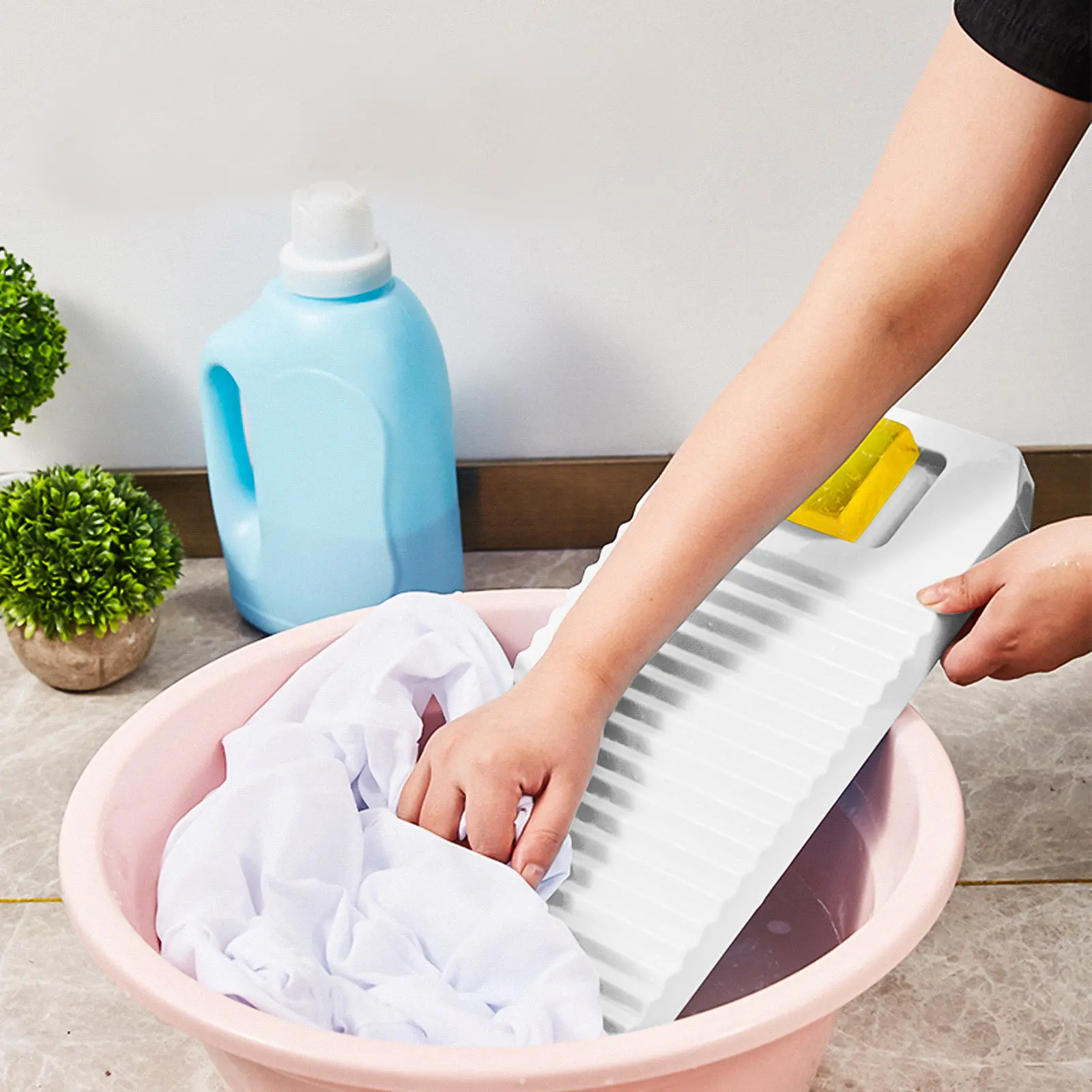 

1 шт. бытовая пластиковая прачечная доска с волнистой поверхностью для стирки белья, износостойкая, удобная в использовании