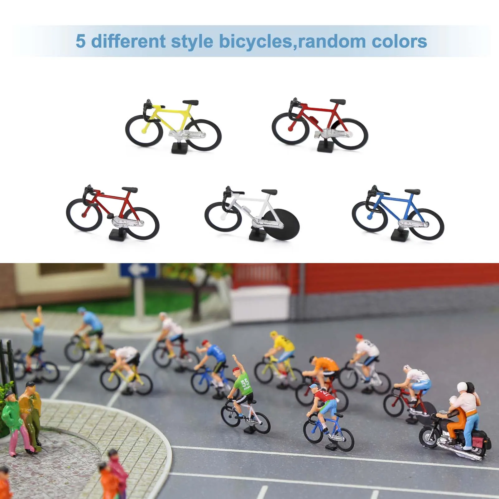 Model Railway HO Scale 1:87 Cyclist Photographer Cycling 15 Different Poses Bicycle Motorcycle