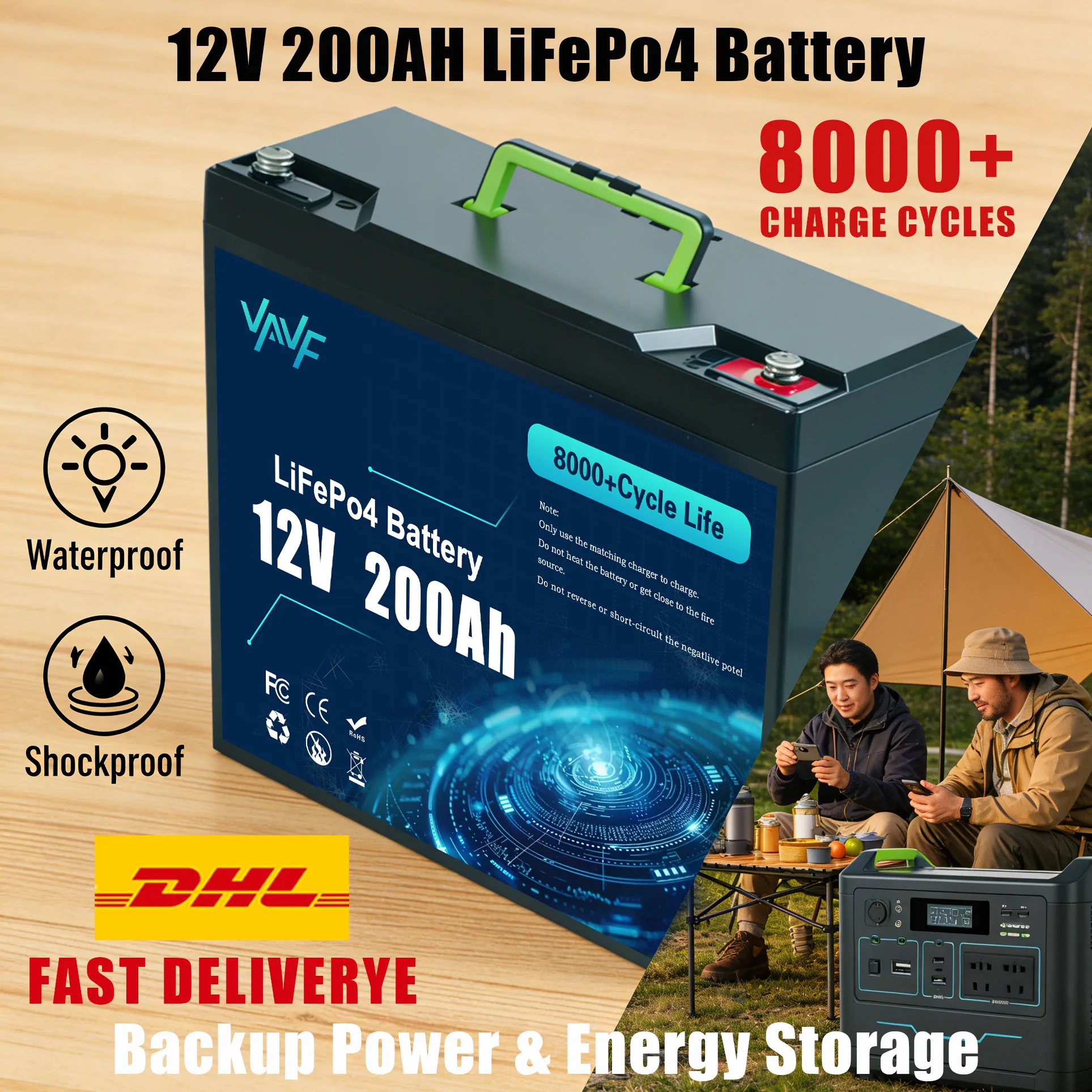 

Аккумулятор LiFePO4 12В 200Ач со встроенной интеллектуальной BMS-системой 8000+ циклов работы. Подходит для солнечных панелей, кемперов, морских судов, автотуризма.