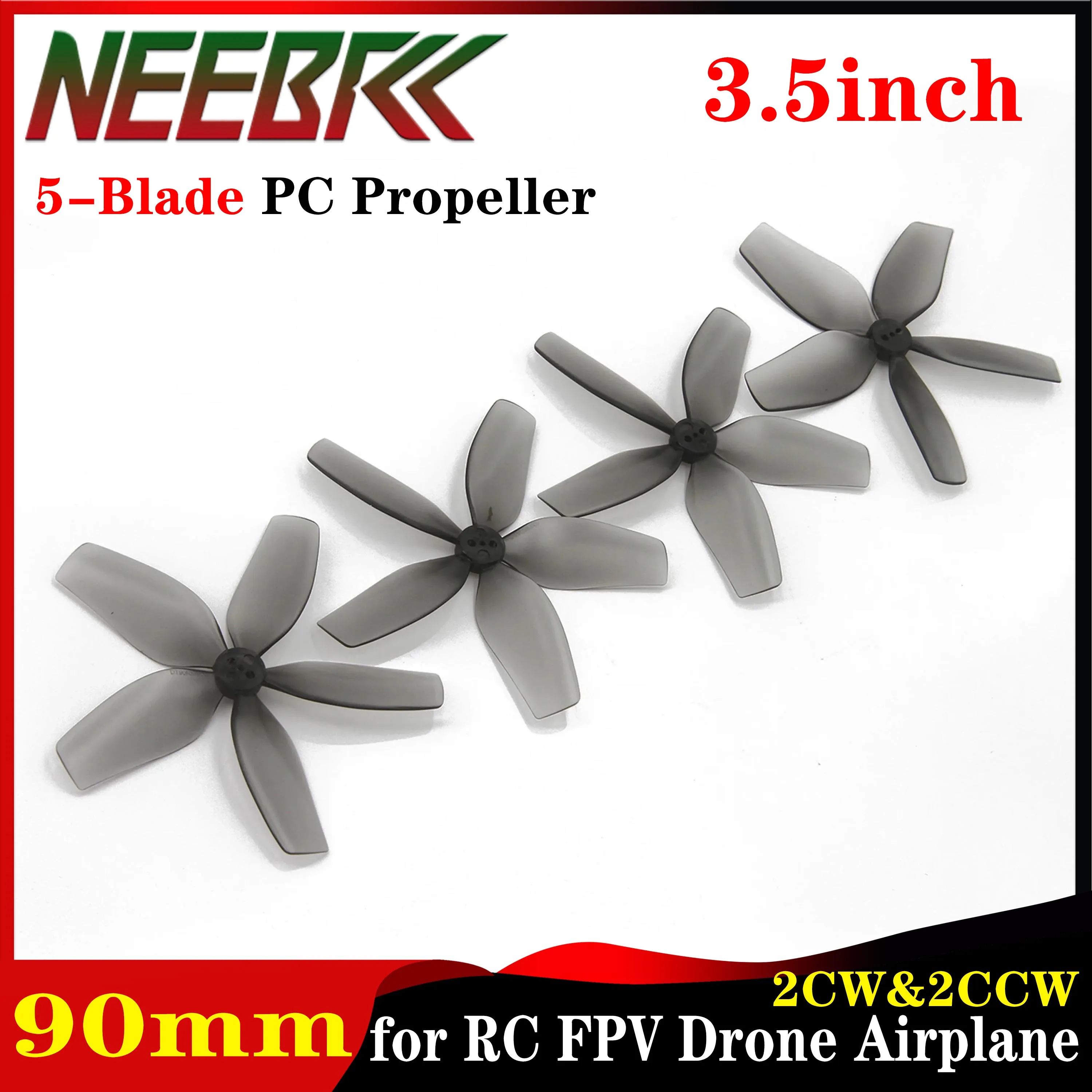 2Pairs NEEBRC 90mm 3.5inch 5-Blade PC Propeller 2CW & 2CCW Laag Geluidsniveau voor RC FPV Racing Drone Vliegtuigen Vliegtuig Freestyle DIY Onderdelen