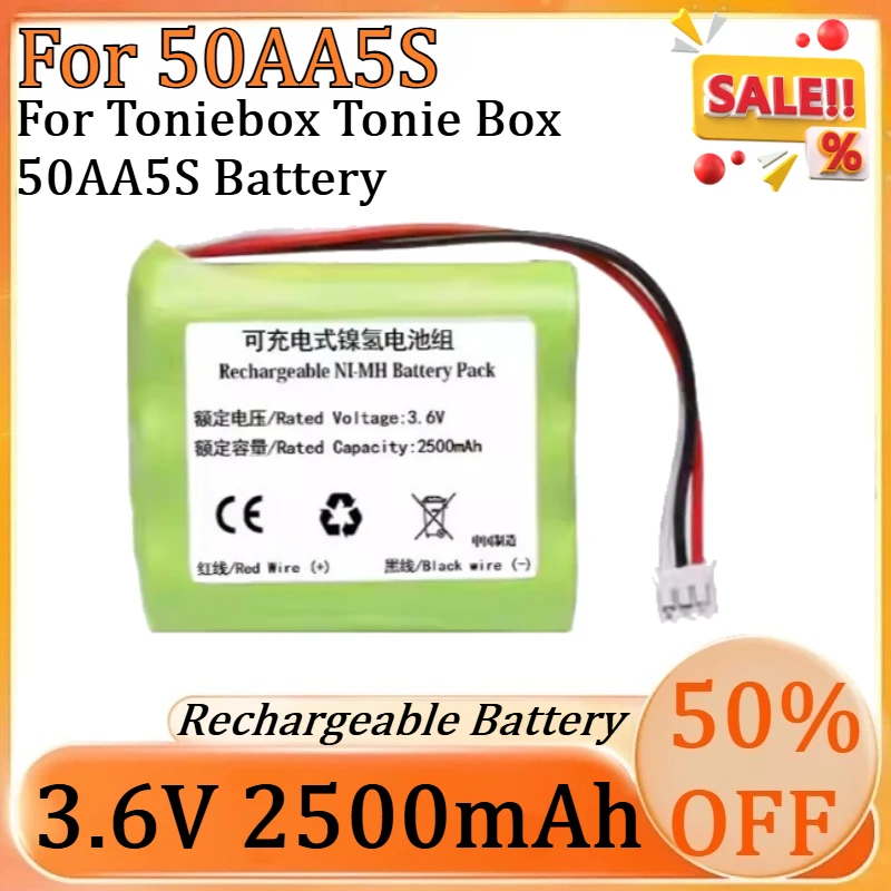 

New 3.6V 2500mAh NI-MH Rechargeable Battery Pack for Toniebox Tonie Box 50AA5S Battery