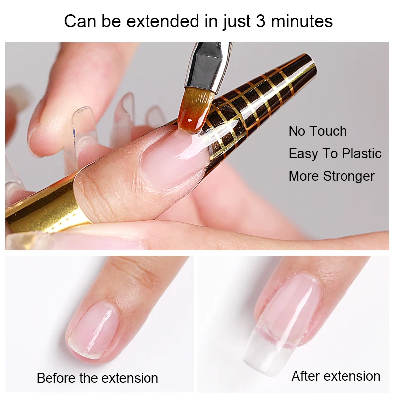 AS LED/UV Hema Free Tpo Free Builder Gel de uñas indoloro 50ml extensión de uñas transparente Gel duro fortalecedor barniz pegamento de diamantes de imitación